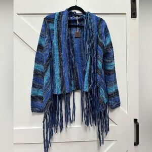 Poof Excellence Blue and Black Striped Cardigan